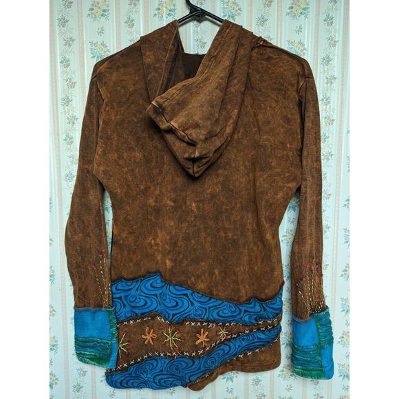 Rising International Jacket WOMENS SIZE M Full Zip Hoodie Boho Rust Nepal Hippie - Picture 3 of 10